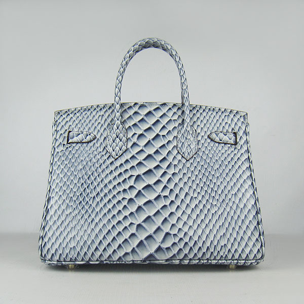 Replica Hermes Birkin 30CM Fish Veins Leather Bag Blue 6088 On Sale